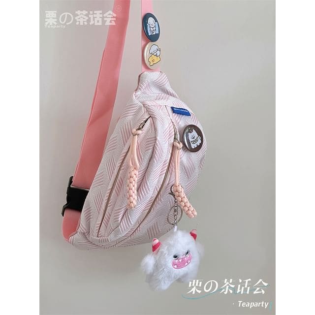 Woven Waist Bag / Bag Charm / Pin / Set - With Horn Monster