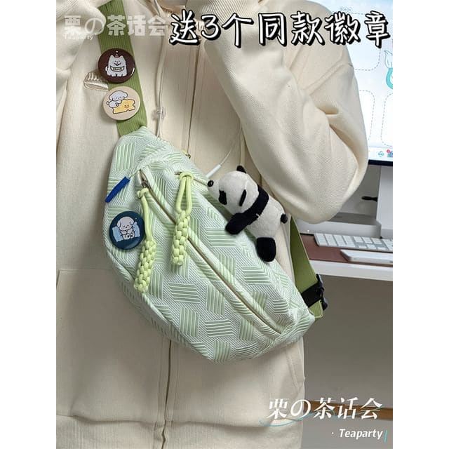 Woven Waist Bag / Bag Charm / Pin / Set - With Panda