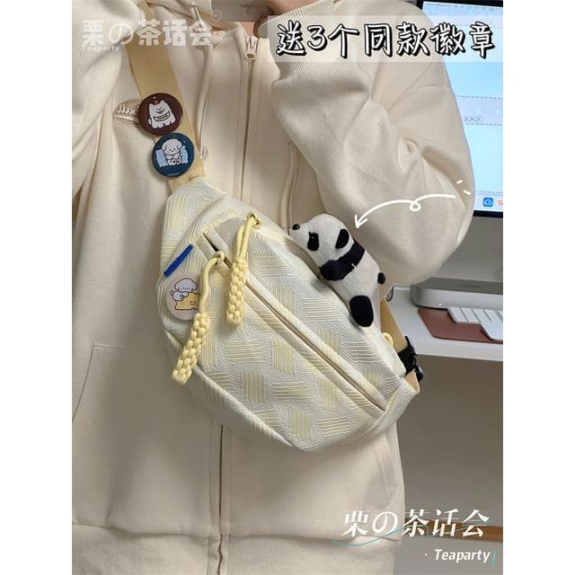 Woven Waist Bag / Bag Charm / Pin / Set - With Panda