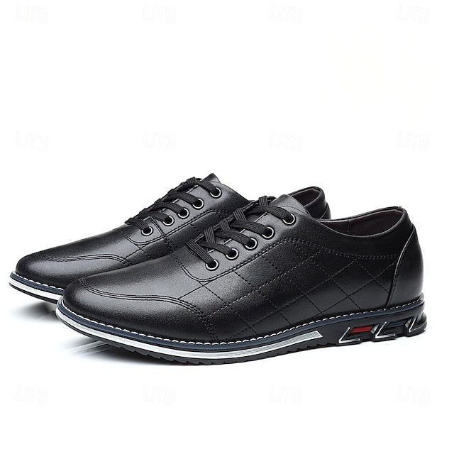 - Faux Lace-Up Quilted Blue Sneakers Leather Stylish Men's