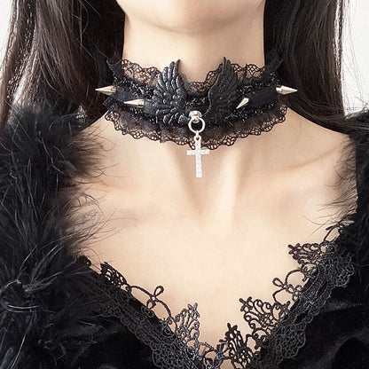 Y2K Angel Wings Choker - Necklaces