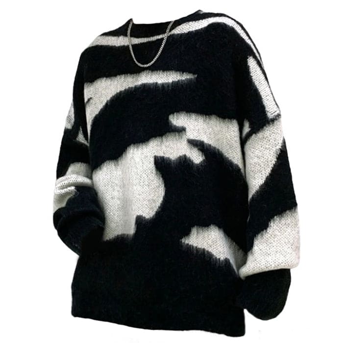 Y2K Black Fuzzy Sweater - Sweater