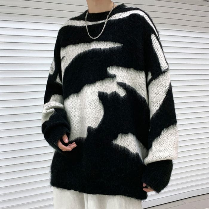 Y2K Black Fuzzy Sweater - Sweater