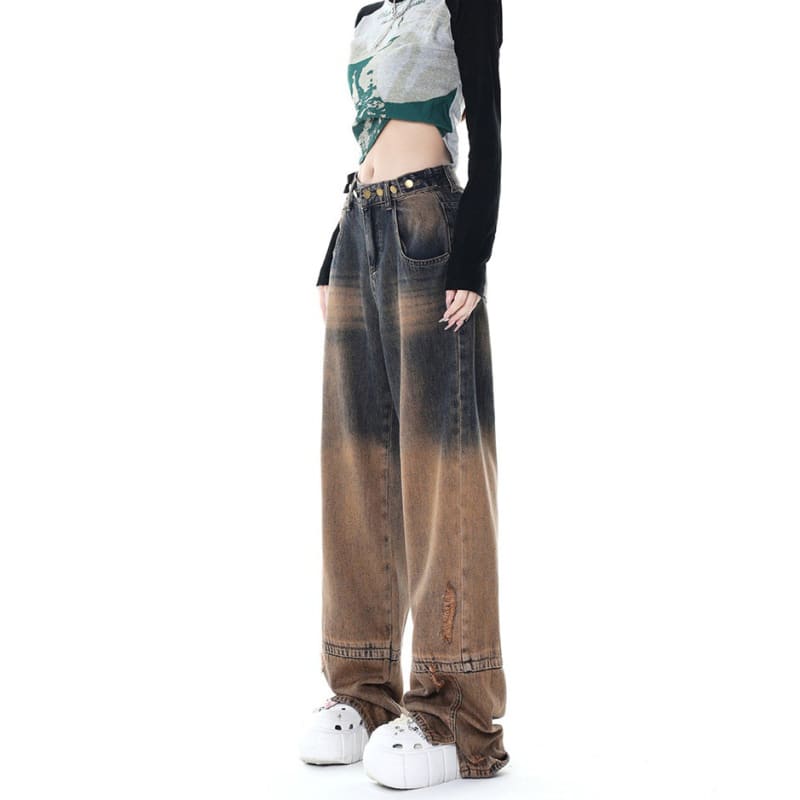 Y2K Brown Aesthetic Jeans - Jeans