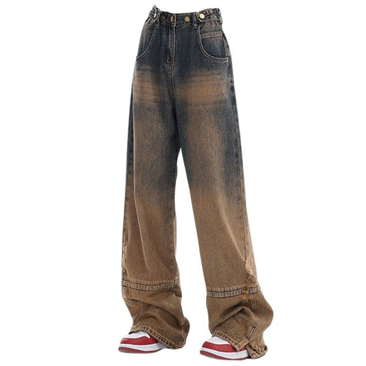 Y2K Brown Aesthetic Jeans - S / Brown/grey - Jeans