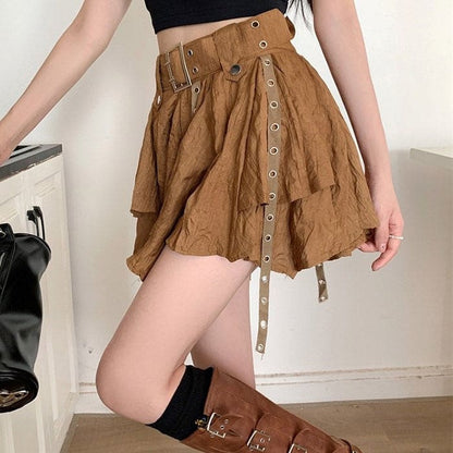 Y2K Brown Mini Skirt - Skirt