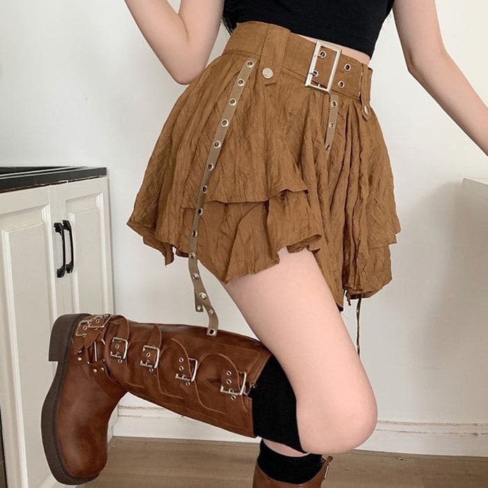 Y2K Brown Mini Skirt - Skirt