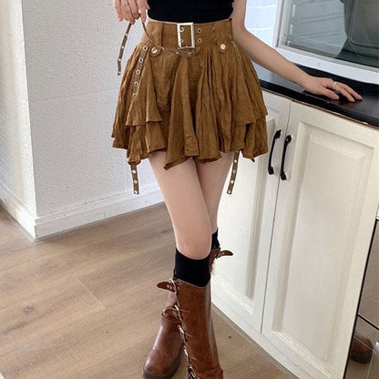 Y2K Brown Mini Skirt - Skirt