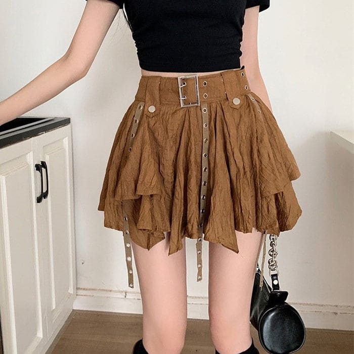 Y2K Brown Mini Skirt - Skirt