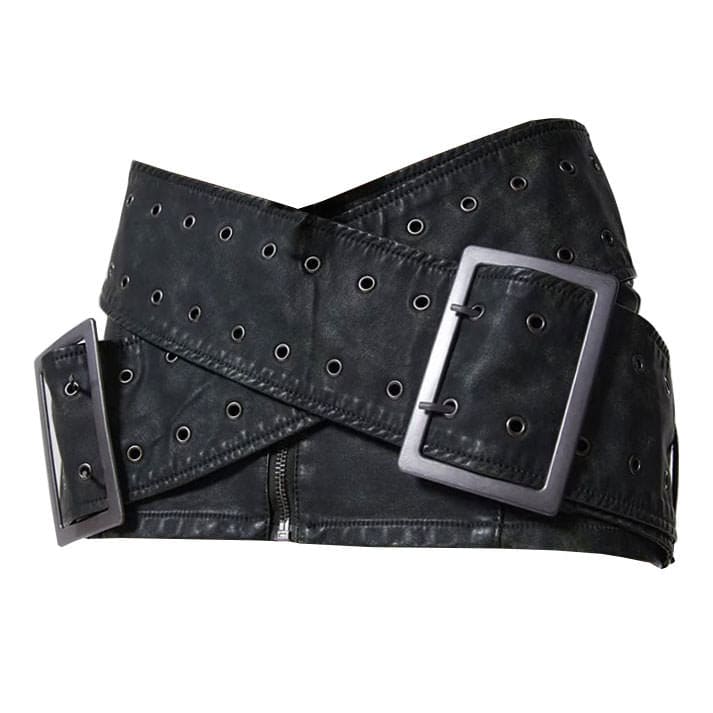 Y2K Buckle Micro Skirt - S / Black - Skirt