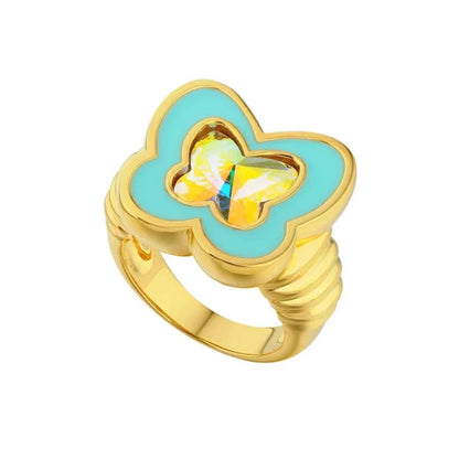 Y2K Butterfly Chunky Ring - 6 / Green - ring