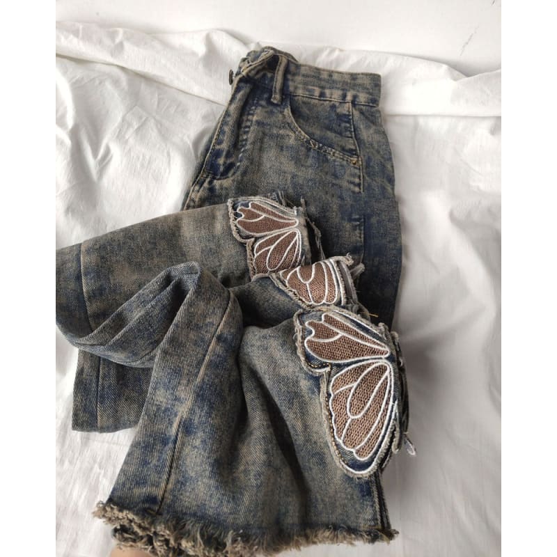 Y2K Butterfly Cut Out Jeans - Jeans