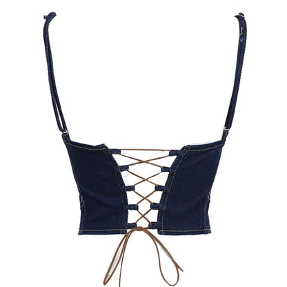 Y2K Chic Denim Corset - Tops