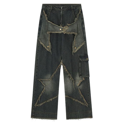 Y2K Cool Star Wide Leg Jeans - Jeans