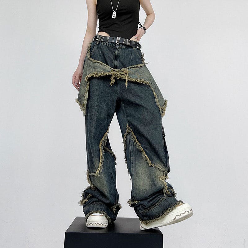 Y2K Cool Star Wide Leg Jeans - Jeans