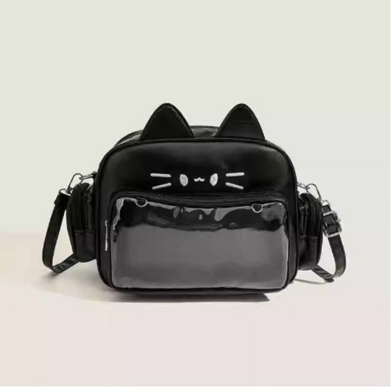 Y2K Cute Kitty Shoulder Bag - black