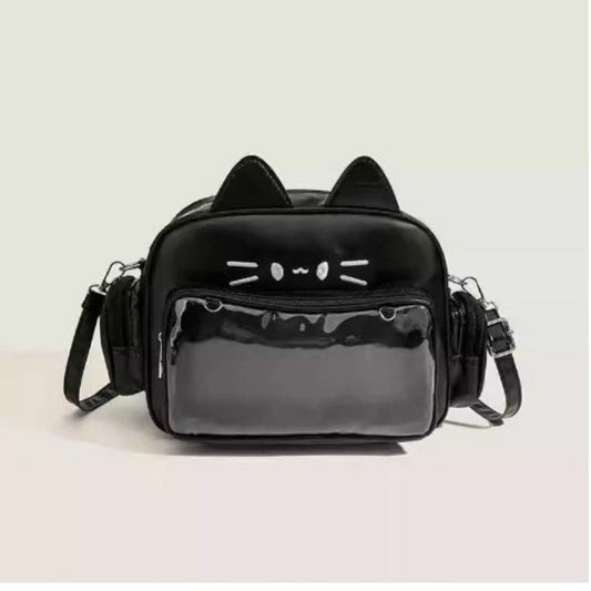 Y2K Cute Kitty Shoulder Bag - black