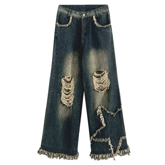 Y2K Destroyed Jeans - S / Dark Blue - Jeans