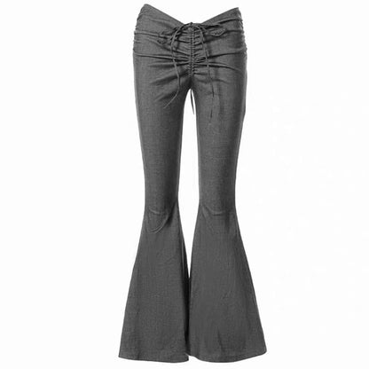 Y2K Drawstring Ruched Flare Pants - Pants