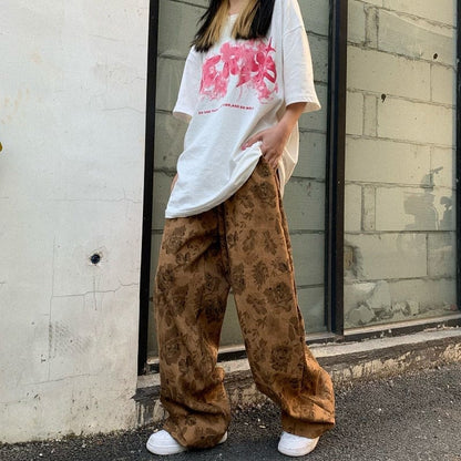 Y2K Floral Cord Pants - Pants