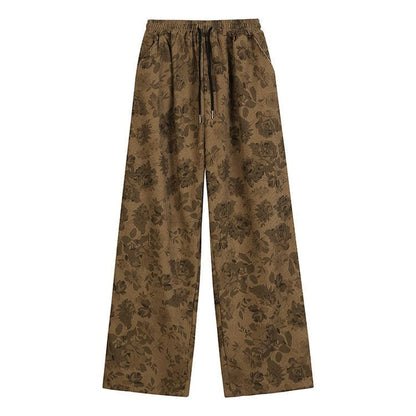 Y2K Floral Cord Pants - Pants