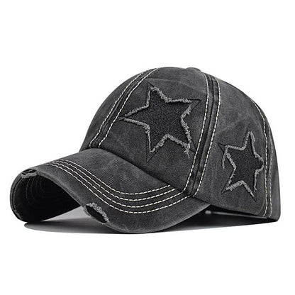 Y2K Glitter Star Denim Baseball Cap - Standart / Ash Grey