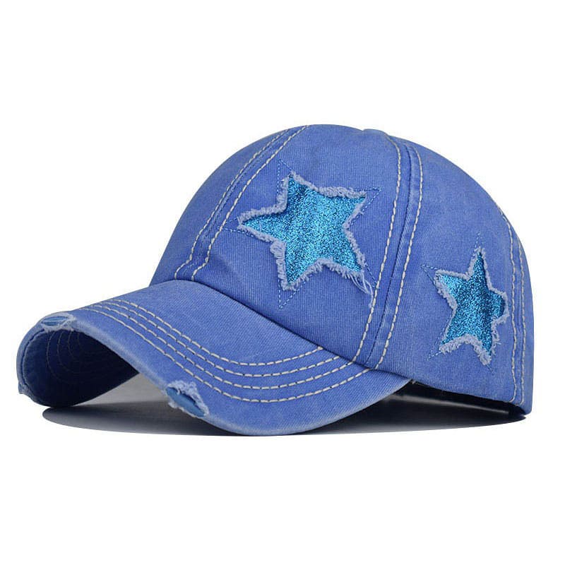 Y2K Glitter Star Denim Baseball Cap - Standart / Blue - Hats