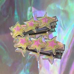 Y2K Glitter Star Hair Clip - Yellow - Other