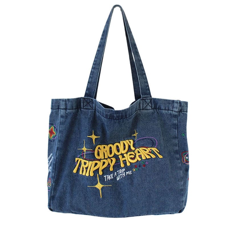 Y2K Heart Blue Denim Bag - Standart / Blue - Handbags