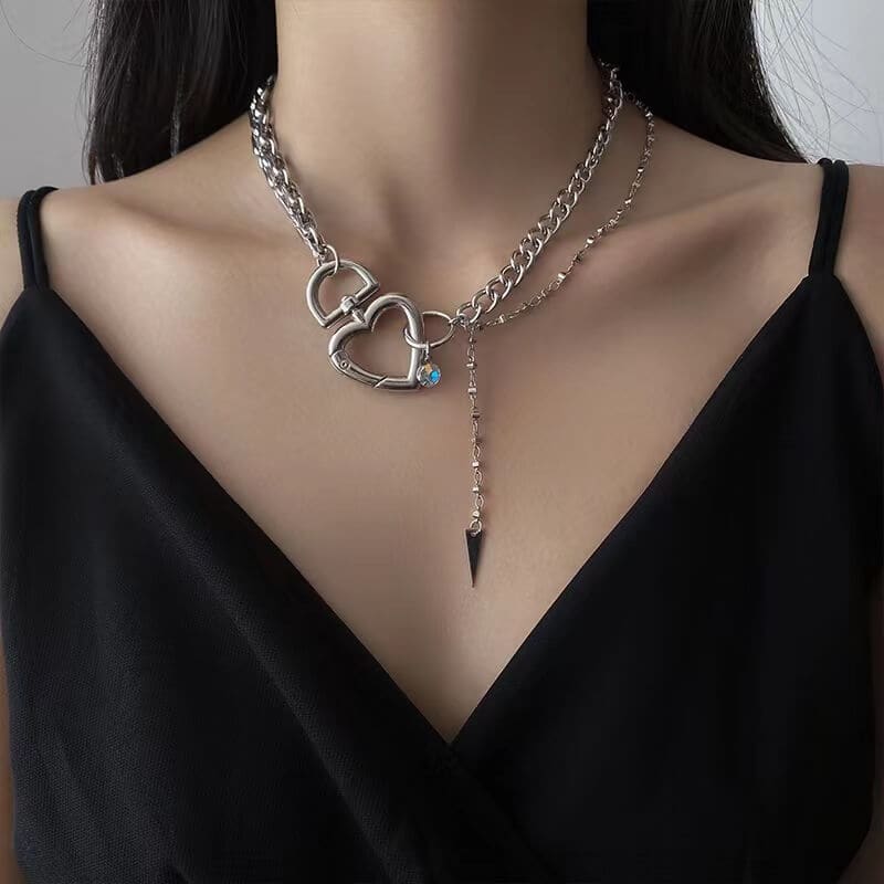 Y2K Heart Chain Necklace - 1 piece - Necklaces