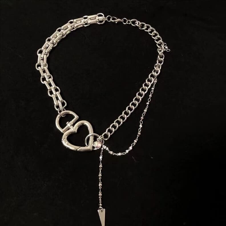 Y2K Heart Chain Necklace - 1 piece - Necklaces