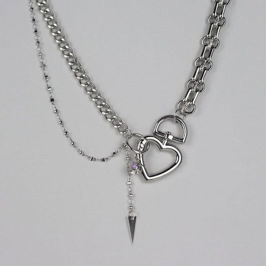 Y2K Heart Chain Necklace - 1 piece - Necklaces