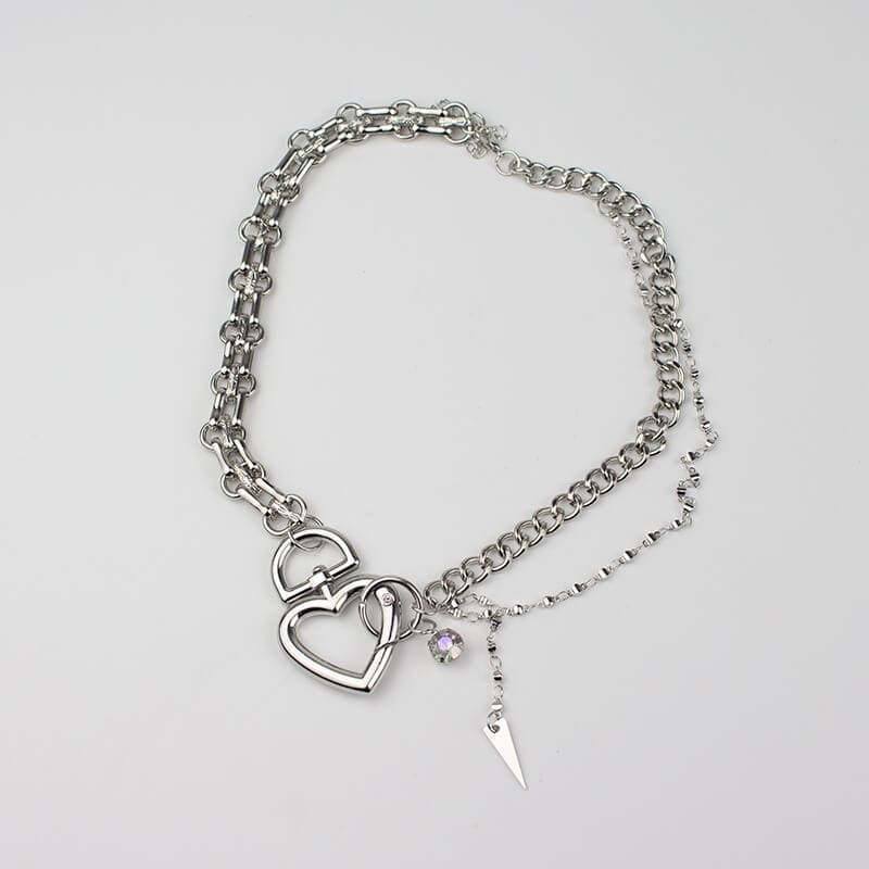 Y2K Heart Chain Necklace - 1 piece - Necklaces