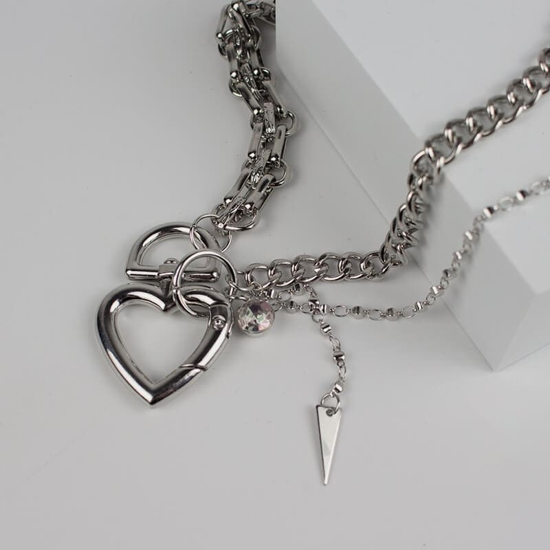 Y2K Heart Chain Necklace - 1 piece - Necklaces