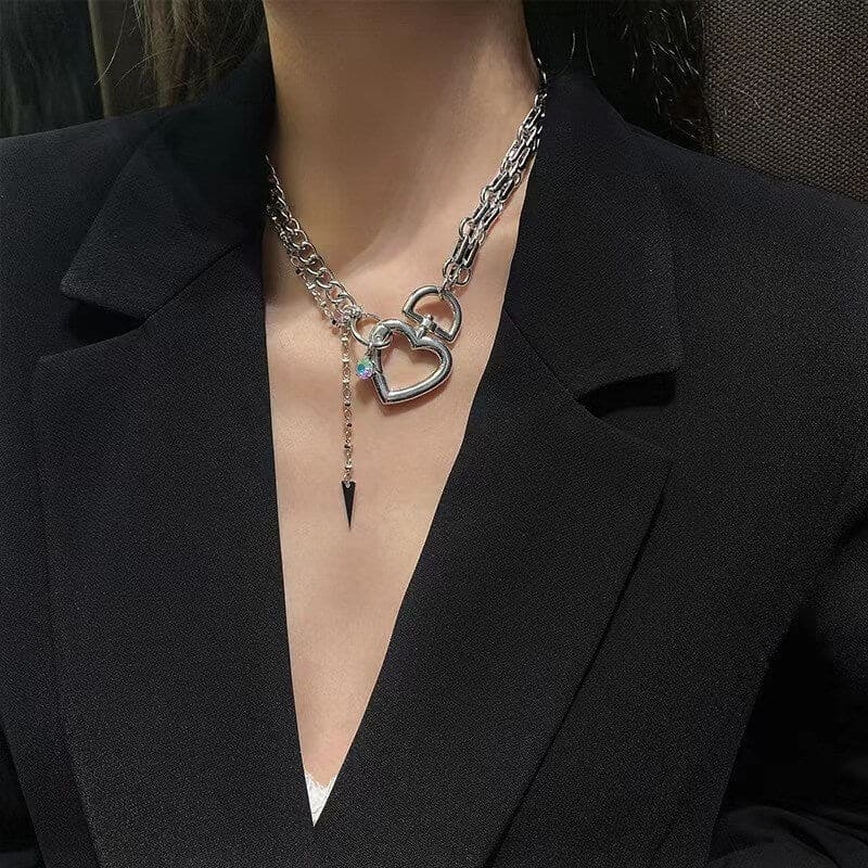 Y2K Heart Chain Necklace - 1 piece - Necklaces