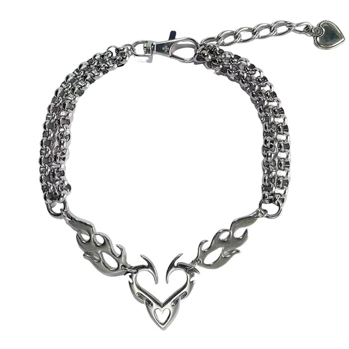 Y2K Heart Chain Necklace - Standart / Silver - Necklace