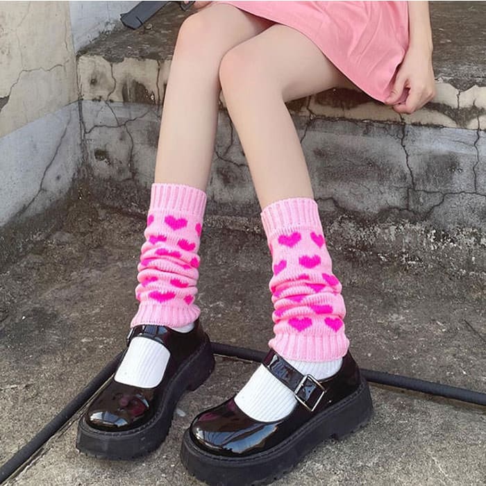 Y2K Heart Leg Warmers - Pink - Other
