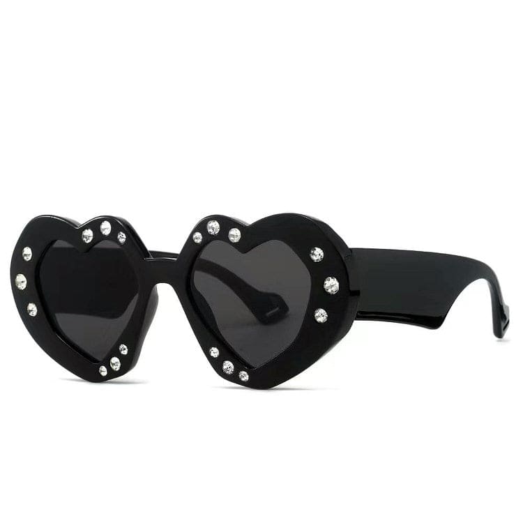 Y2K Heart-Shaped Sunglasses - Standart / Black - Glasses