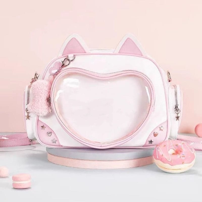 Y2K Pink Cat Ear Shoulder Bag - Pink (with pendant)