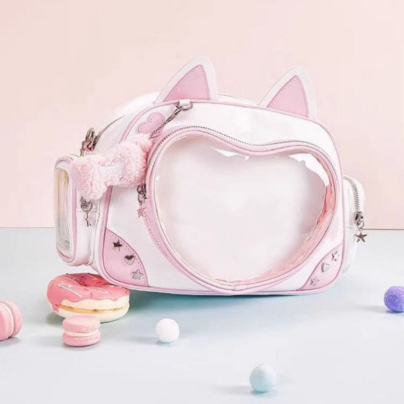 Y2K Pink Cat Ear Shoulder Bag - Pink (with pendant)