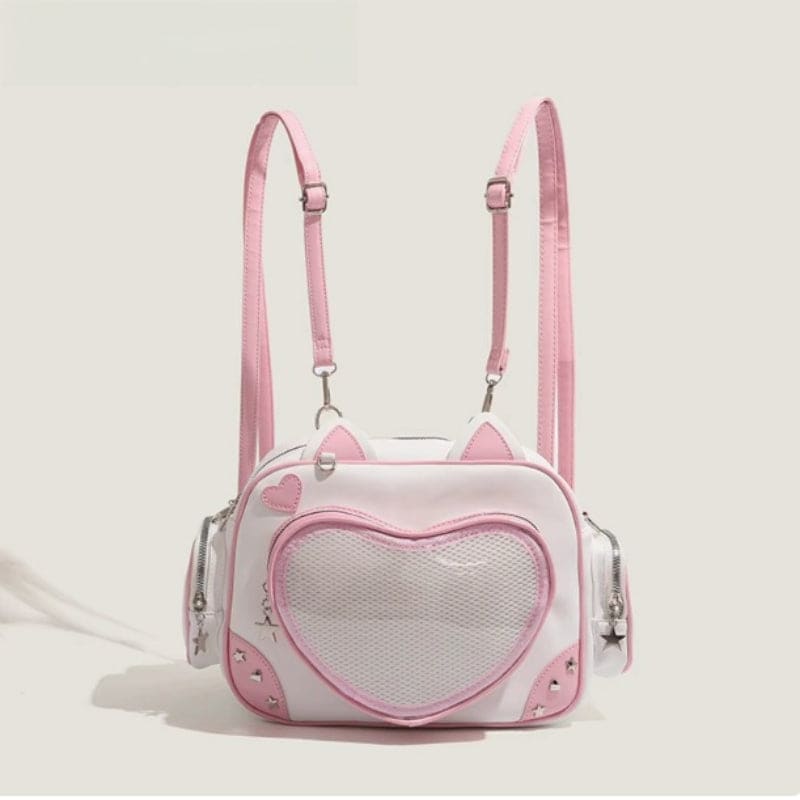 Y2K Pink Cat Ear Shoulder Bag - Pink (with pendant)