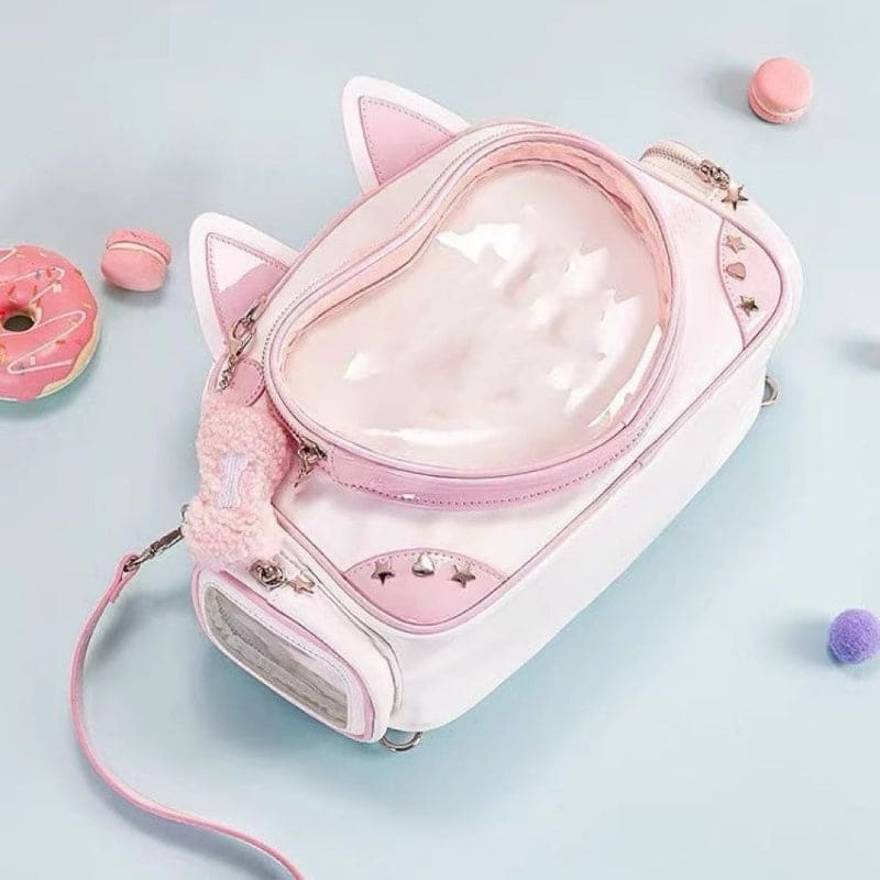 Y2K Pink Cat Ear Shoulder Bag - Pink (with pendant)