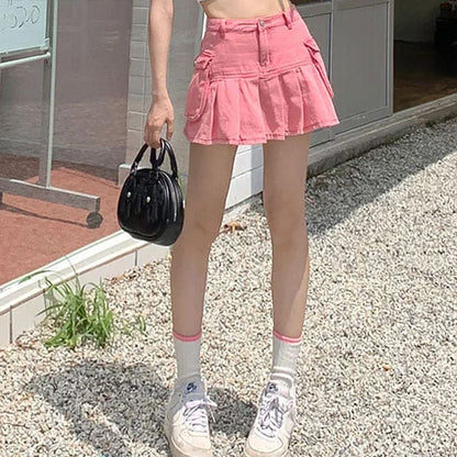 Y2K Pink Denim Skirt - Skirt