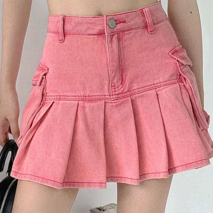 Y2K Pink Denim Skirt - Skirt