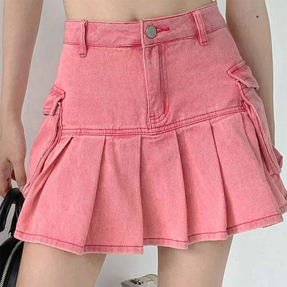 Y2K Pink Denim Skirt - Skirt