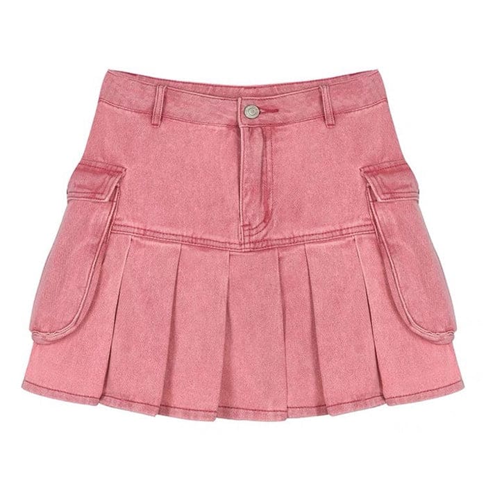 Y2K Pink Denim Skirt - S / Pink - Skirt