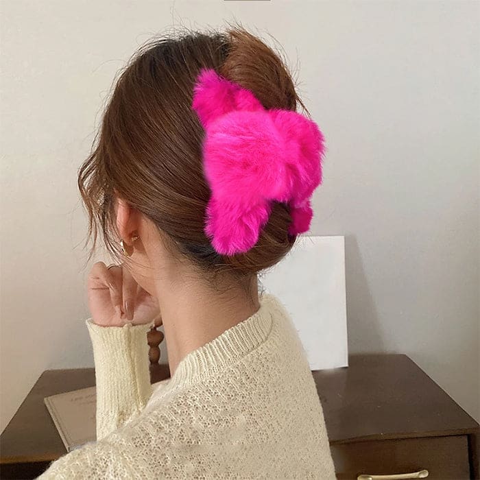 Y2K Pink Fuzzy Hair Claw - Other