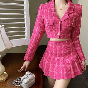 Y2K Pink Jacket and Skirt Set - S / Pink - Suits