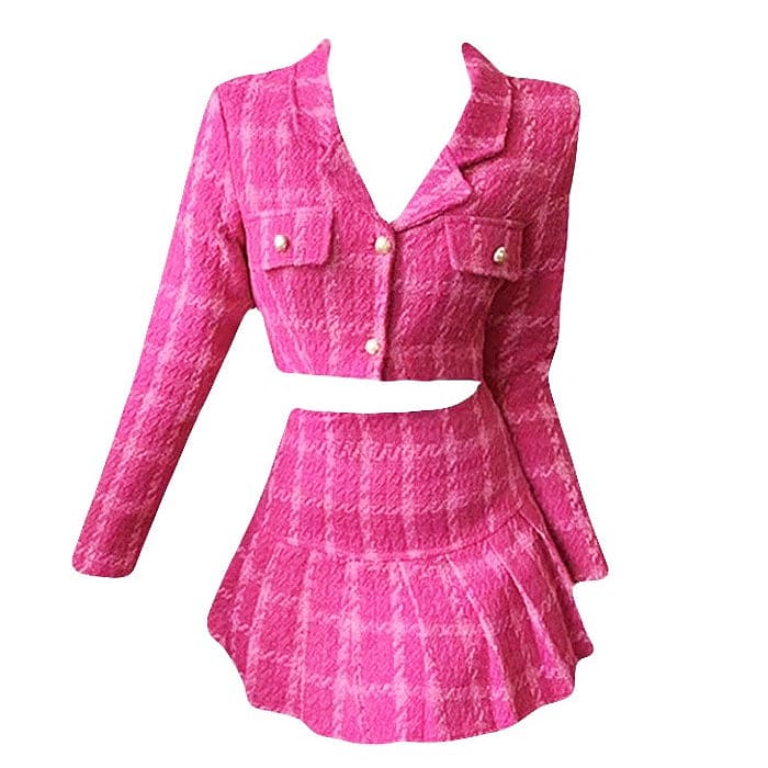 Y2K Pink Jacket and Skirt Set - Suits