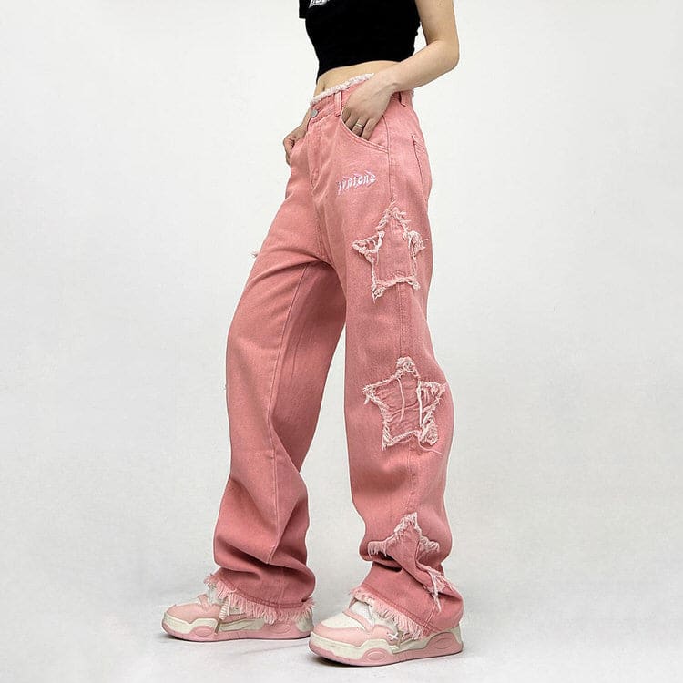 Y2K Pink Star Jeans - Jeans